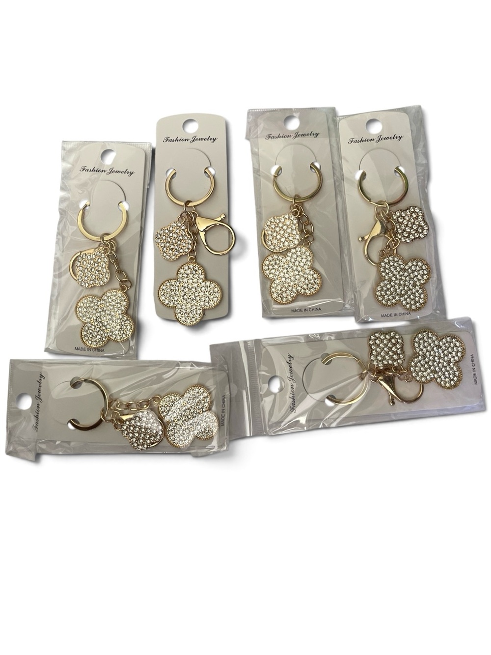 6 SPARKLE CLOVER KEYCHAIN BAGCHARMS